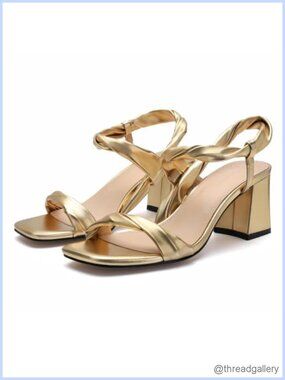 Chunky Block Heel Sandals Square Open Toe Slip On Women's Party Wedding Shoes